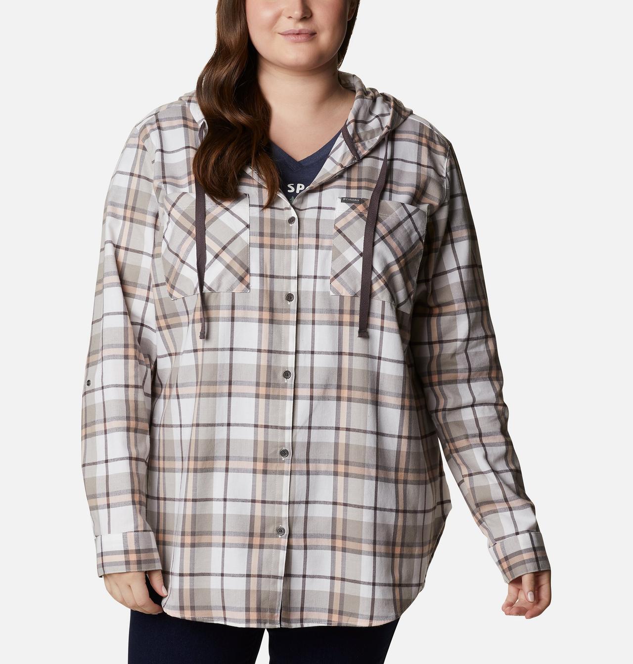 Women's Anytime™ Stretch Hooded Long Sleeve Shirt - Plus Size 1