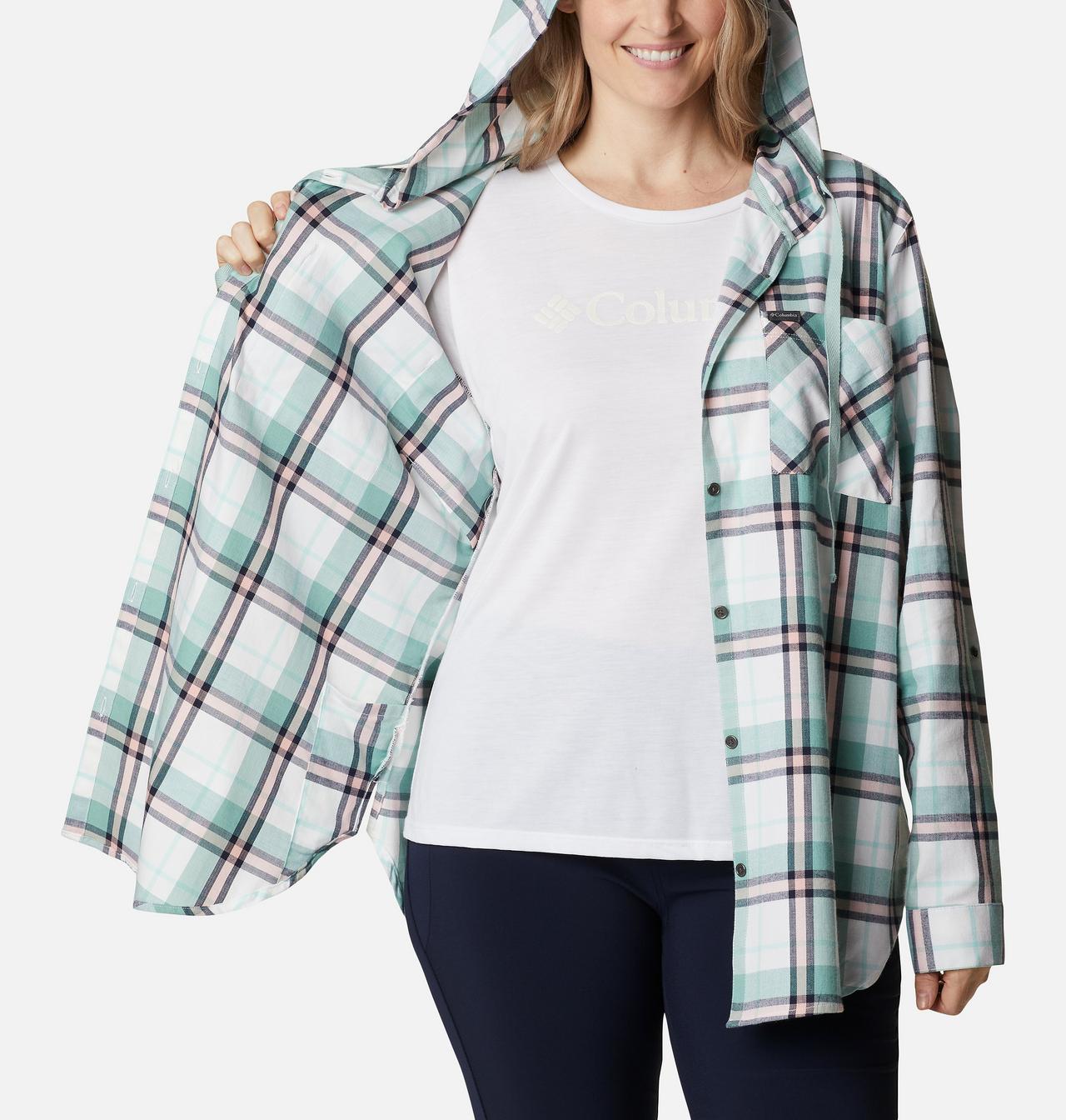 Women's Anytime™ Stretch Hooded Long Sleeve Shirt - Plus Size 5