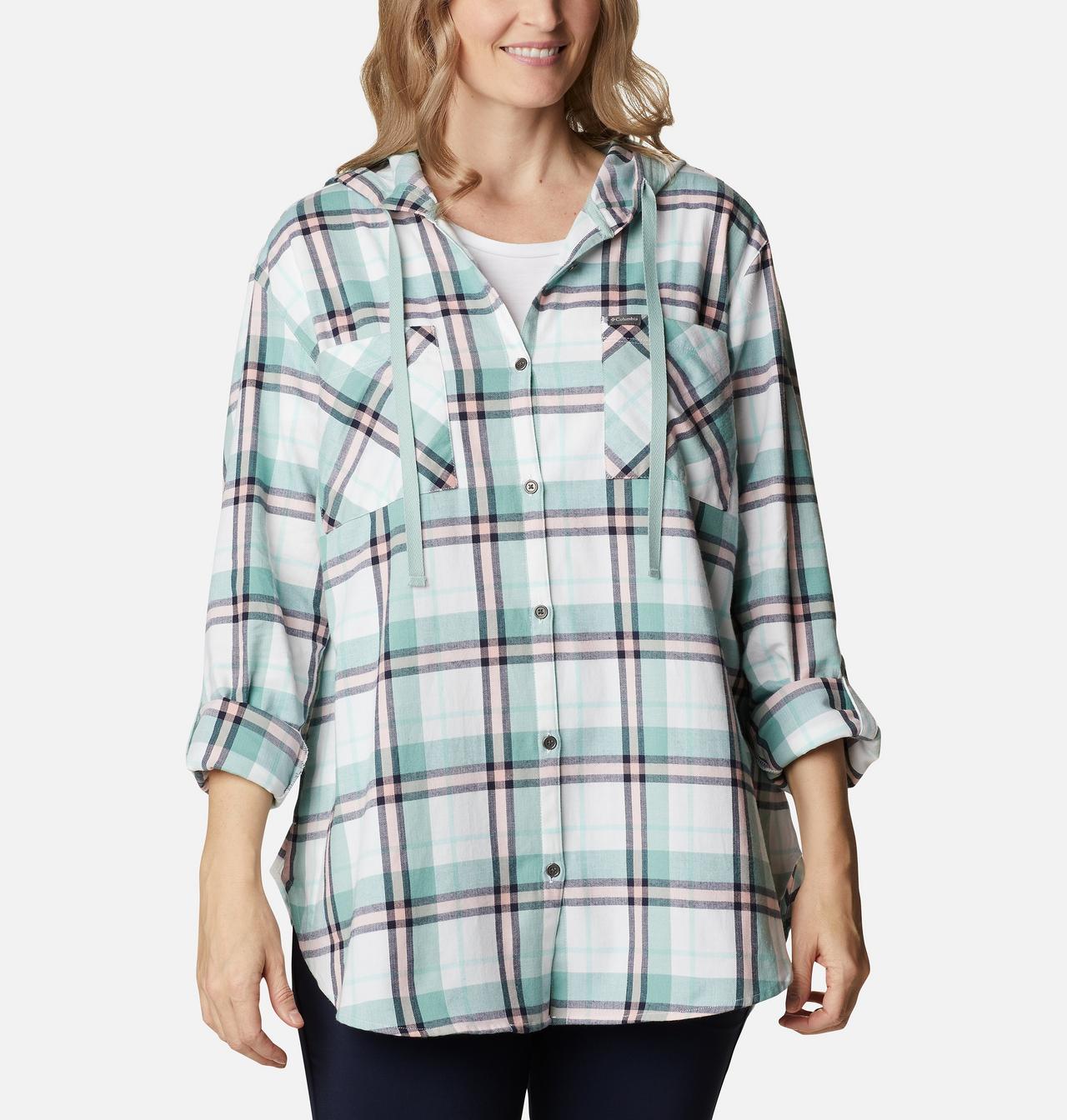 Women's Anytime™ Stretch Hooded Long Sleeve Shirt - Plus Size 7