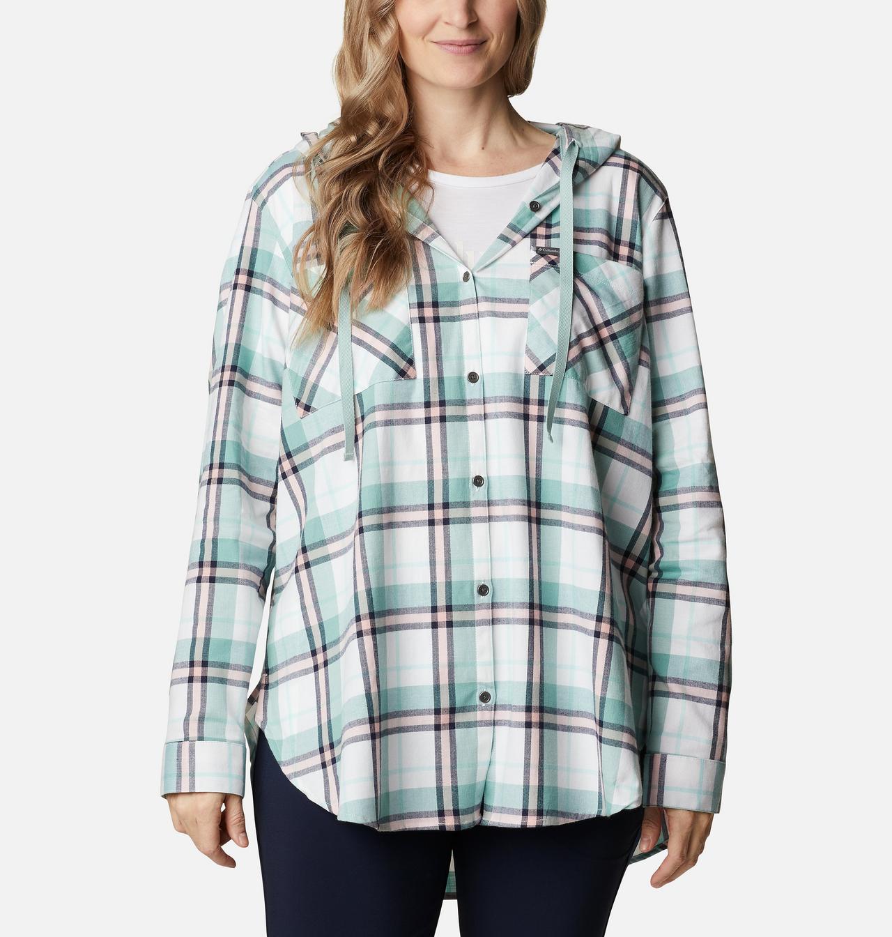 Women's Anytime™ Stretch Hooded Long Sleeve Shirt - Plus Size 1