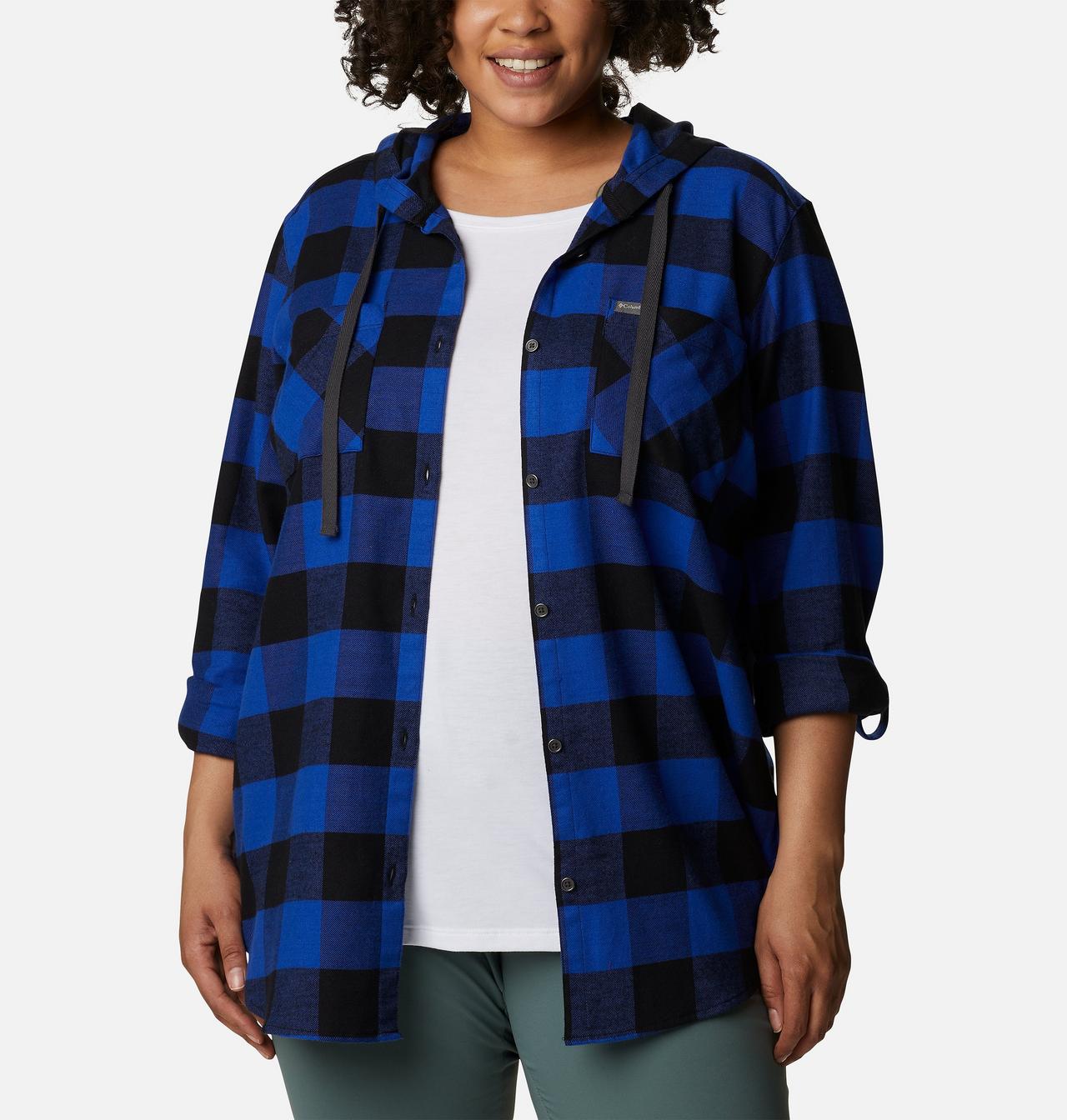 Women's Anytime™ Stretch Hooded Long Sleeve Shirt - Plus Size 7