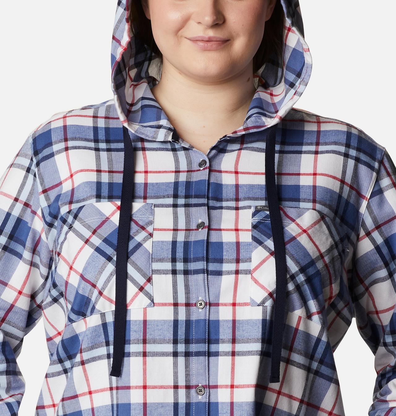 Women's Anytime™ Stretch Hooded Long Sleeve Shirt - Plus Size 4