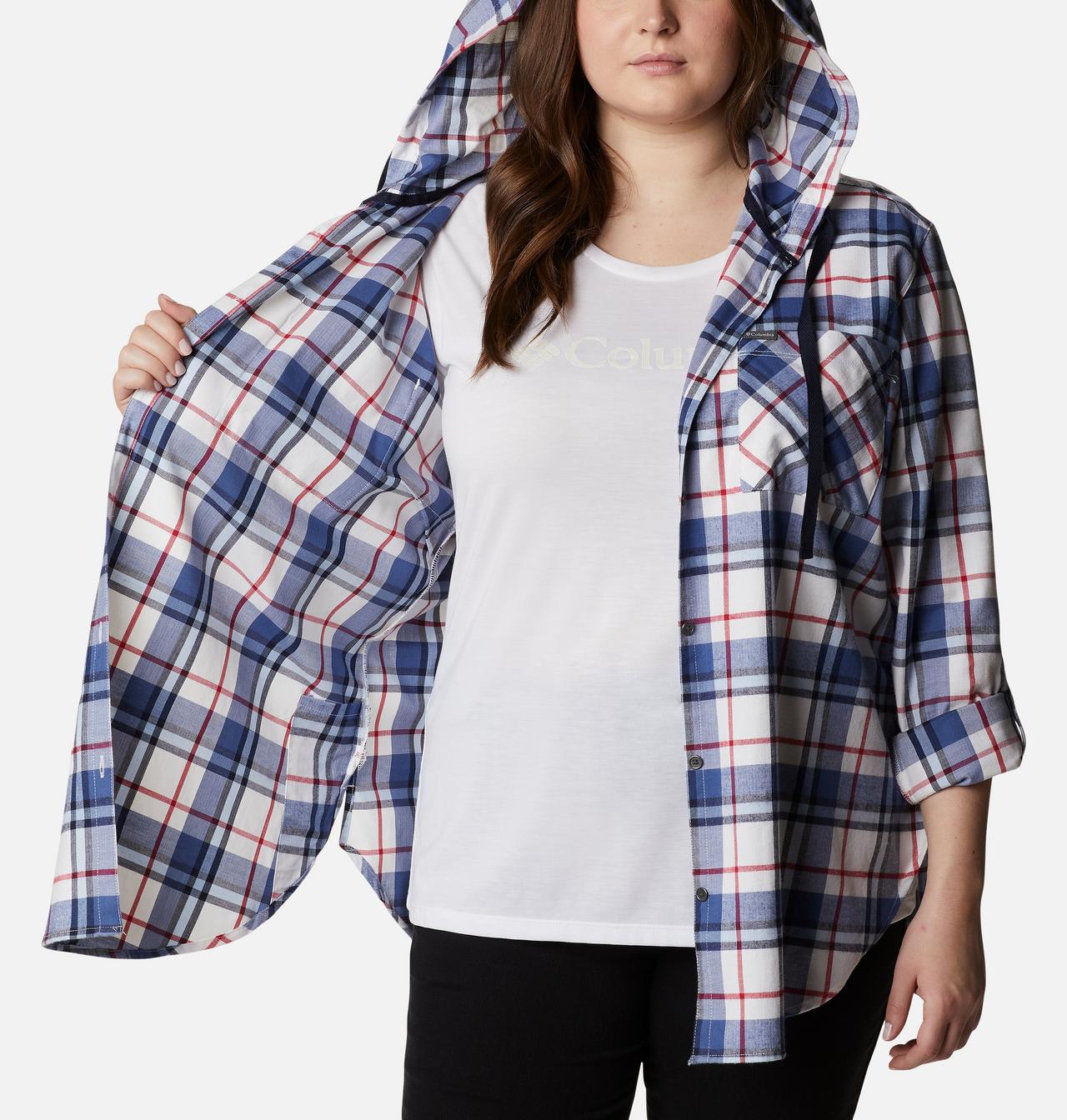 Women's Anytime™ Stretch Hooded Long Sleeve Shirt - Plus Size 5