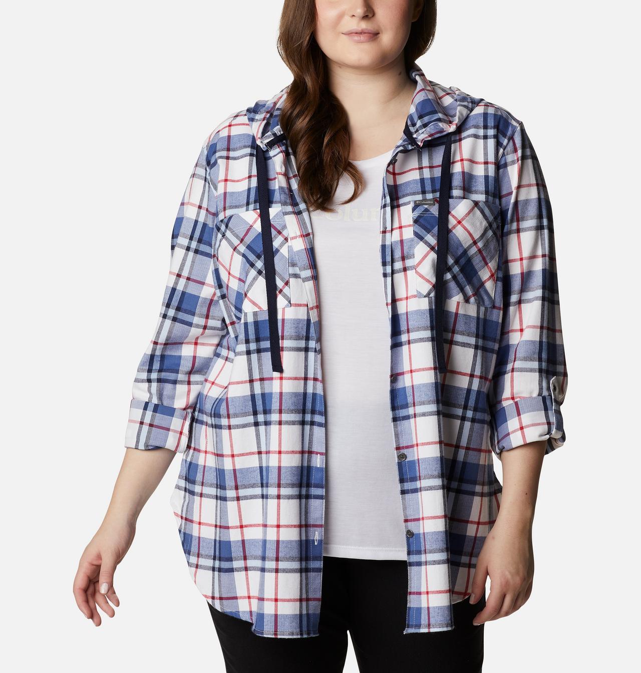 Women's Anytime™ Stretch Hooded Long Sleeve Shirt - Plus Size 7