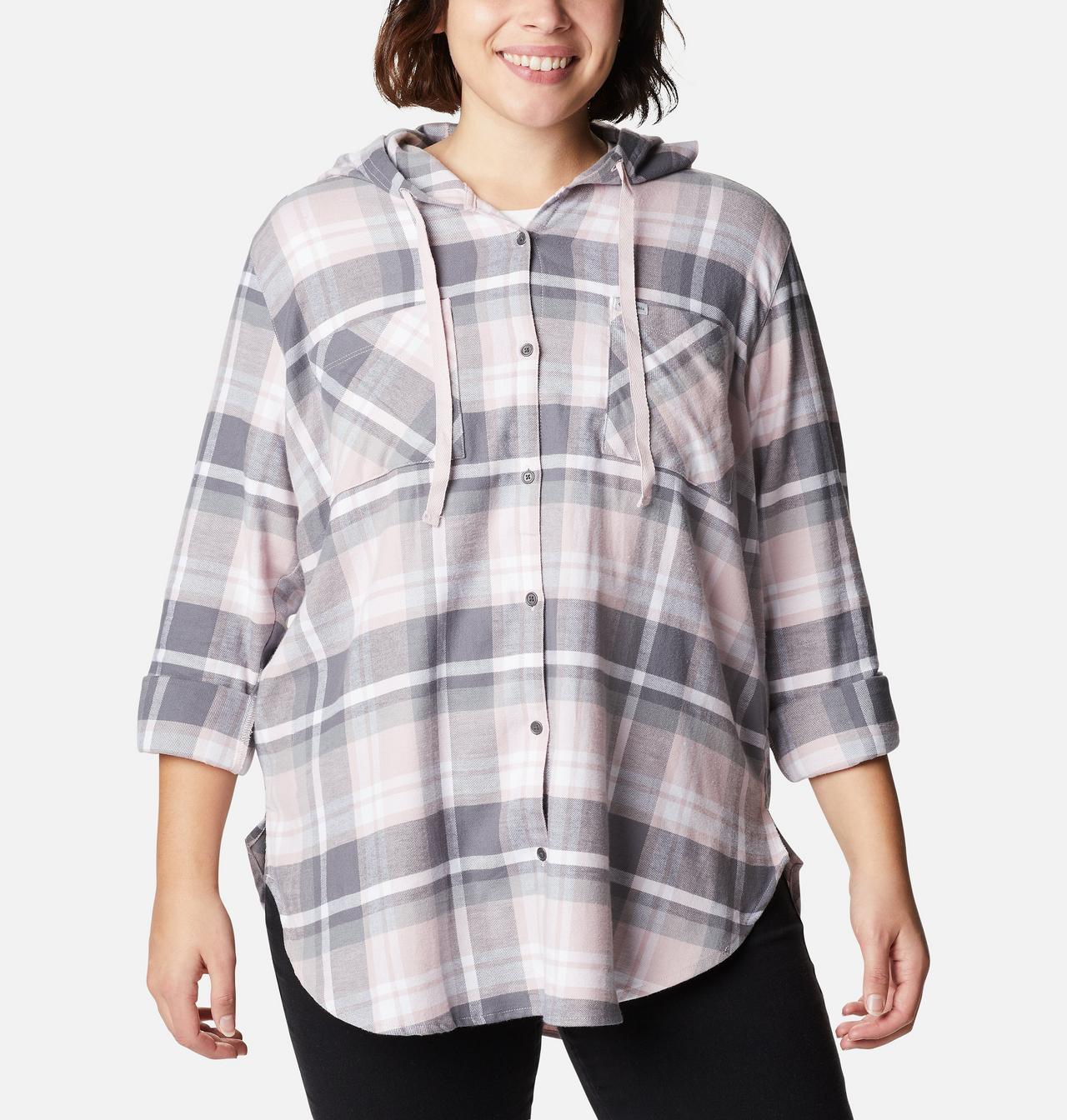 Women's Anytime™ Stretch Hooded Long Sleeve Shirt - Plus Size 7