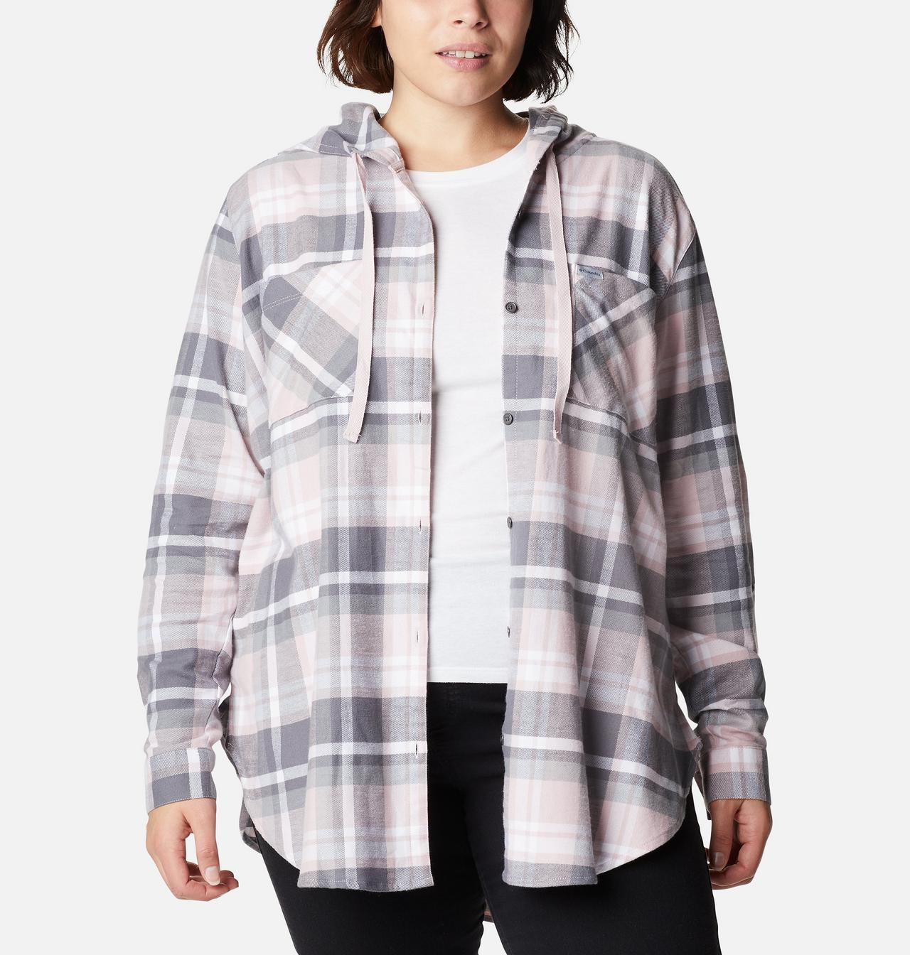 Women's Anytime™ Stretch Hooded Long Sleeve Shirt - Plus Size 1