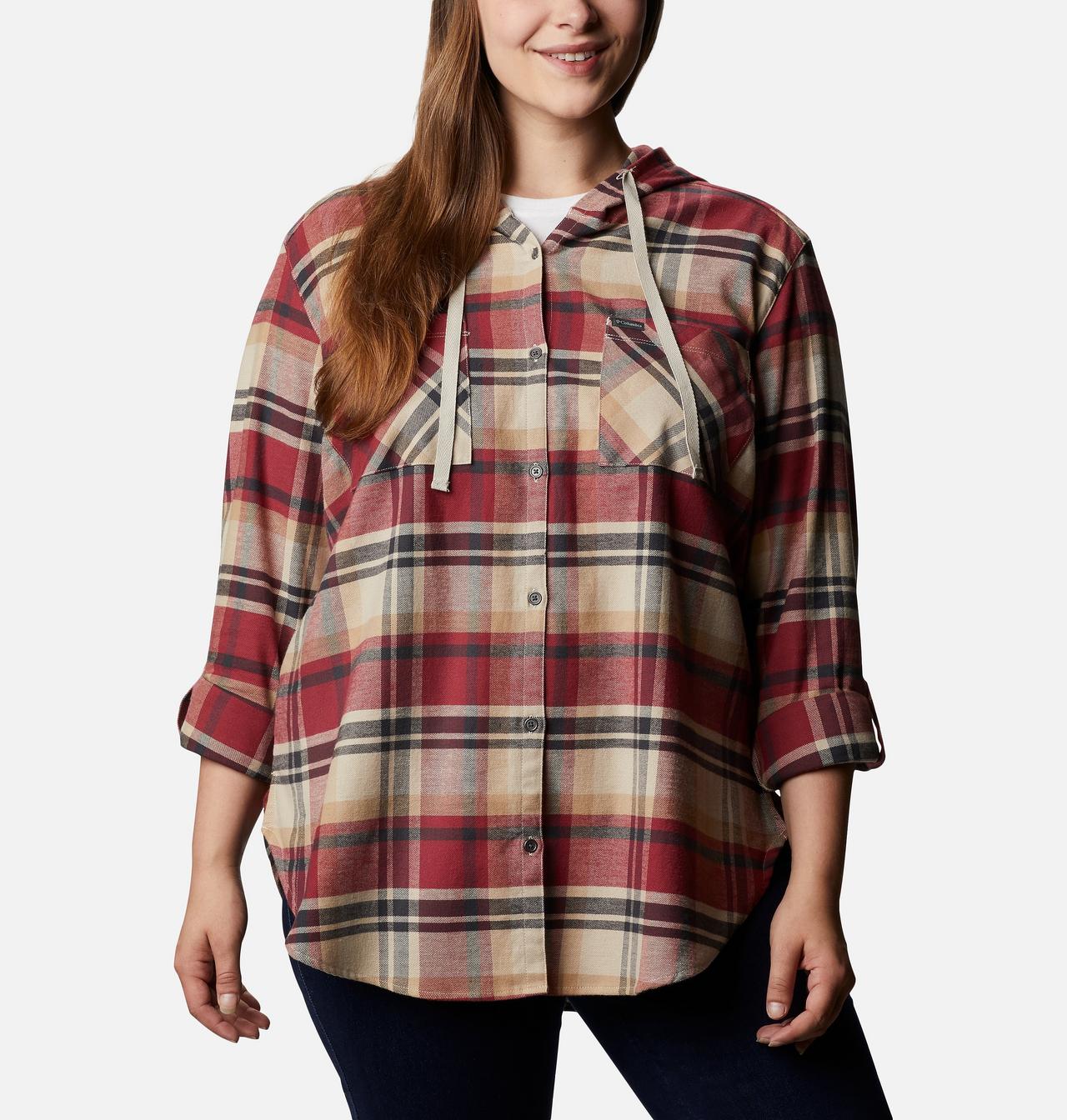 Women's Anytime™ Stretch Hooded Long Sleeve Shirt - Plus Size 6