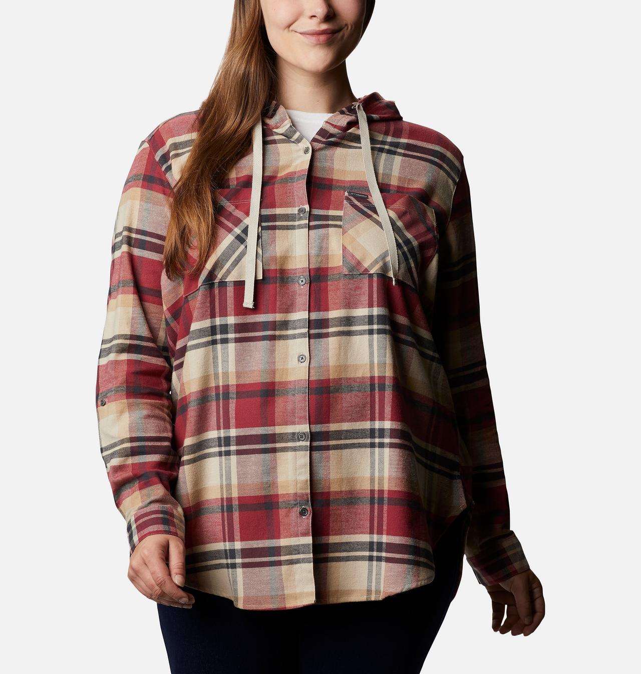 Women's Anytime™ Stretch Hooded Long Sleeve Shirt - Plus Size 1