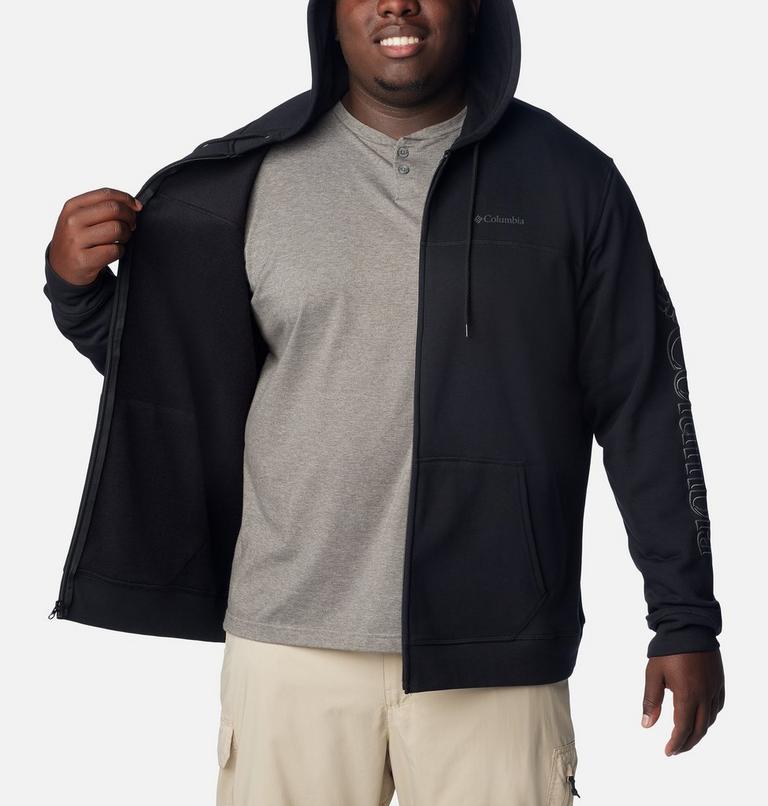 Men’s Logo Full Zip Fleece Hoodie - Extended Size, Color: Black, Branded Shadow Sleeve Logo, image 5