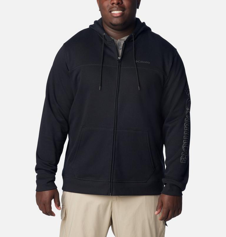 Men’s Logo Full Zip Fleece Hoodie - Extended Size, Color: Black, Branded Shadow Sleeve Logo, image 1