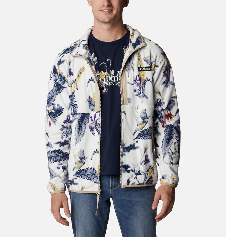 Men's Back Bowl Fleece Lightweight, Color: Sea Salt Wildlife Guide, Ancient Fossil, image 6