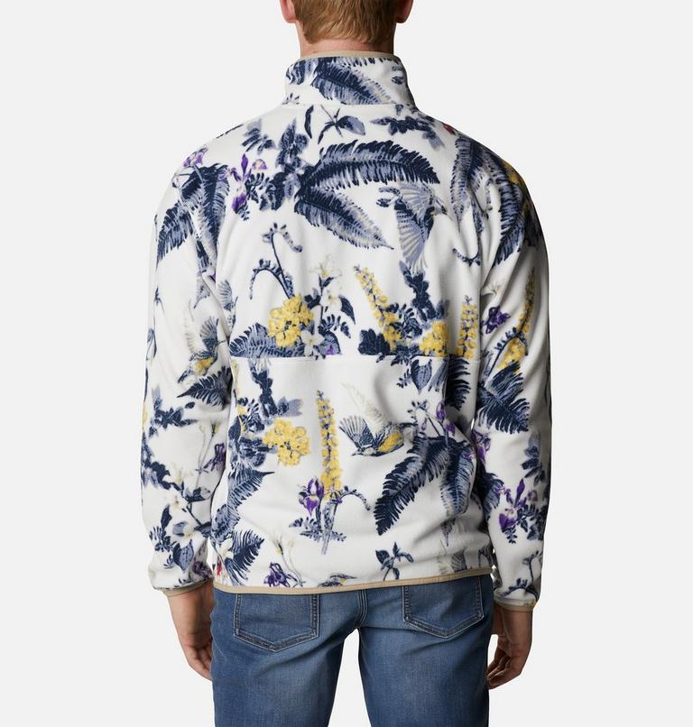 Men's Back Bowl Fleece Lightweight, Color: Sea Salt Wildlife Guide, Ancient Fossil, image 2