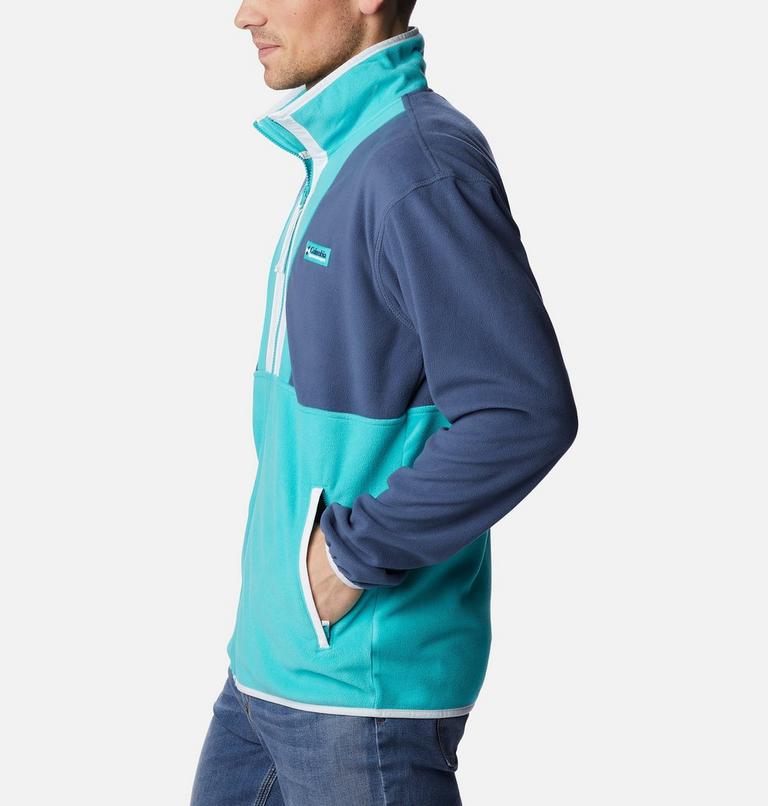 Men's Back Bowl Fleece Lightweight, Color: Dark Mountain, Bright Aqua, White, image 3