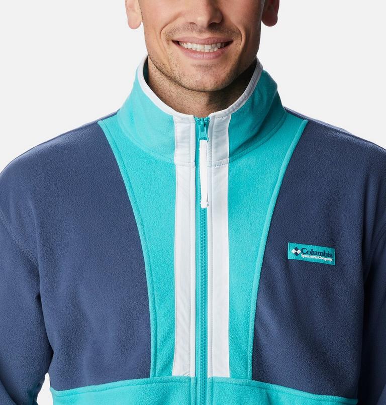 Men's Back Bowl Fleece Lightweight, Color: Dark Mountain, Bright Aqua, White, image 4