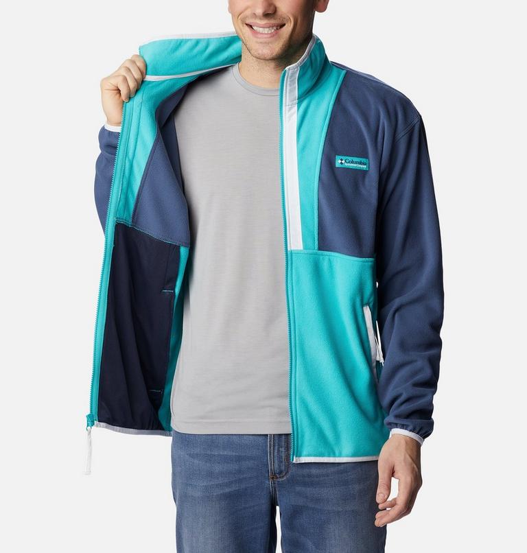 Men's Back Bowl Fleece Lightweight, Color: Dark Mountain, Bright Aqua, White, image 5