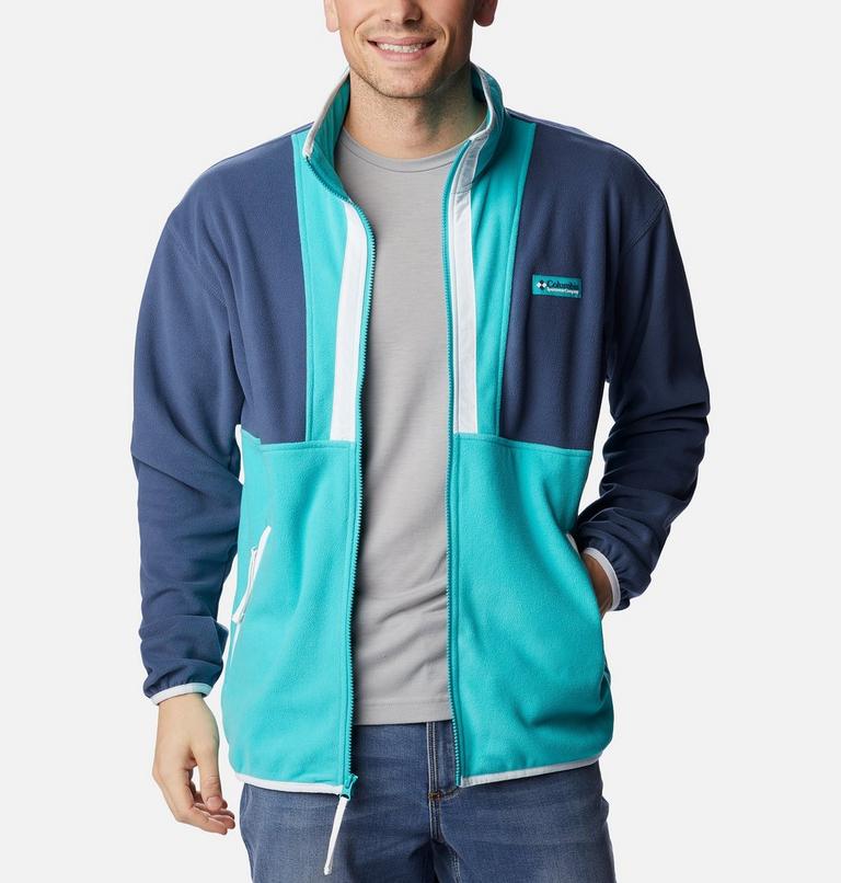 Men's Back Bowl Fleece Lightweight, Color: Dark Mountain, Bright Aqua, White, image 6