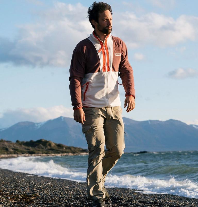 Men's Back Bowl Fleece Lightweight, Color: Light Raisin, Chalk, Spicy, image 7