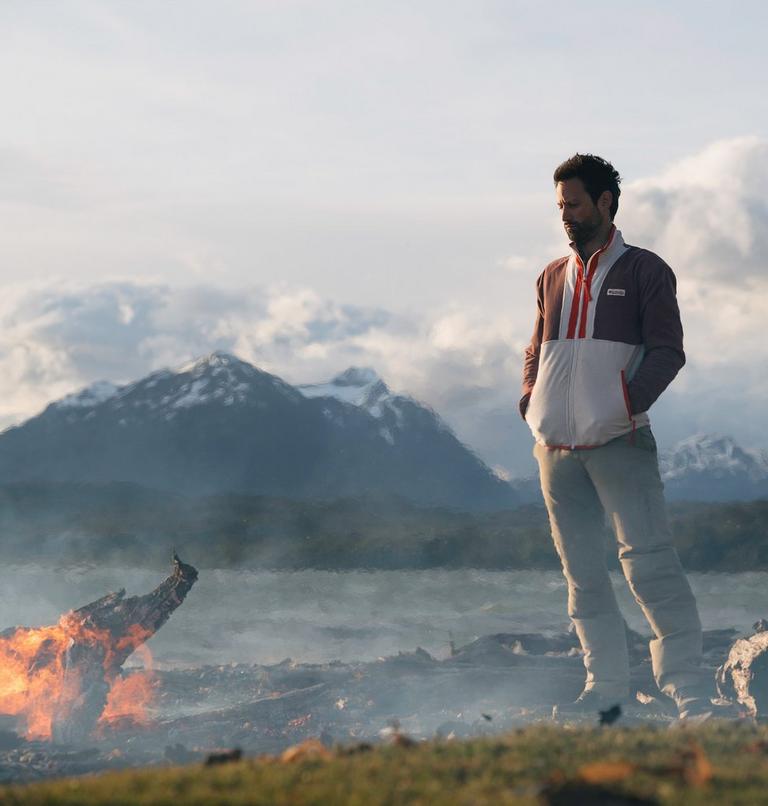 Men's Back Bowl Fleece Lightweight, Color: Light Raisin, Chalk, Spicy, image 9