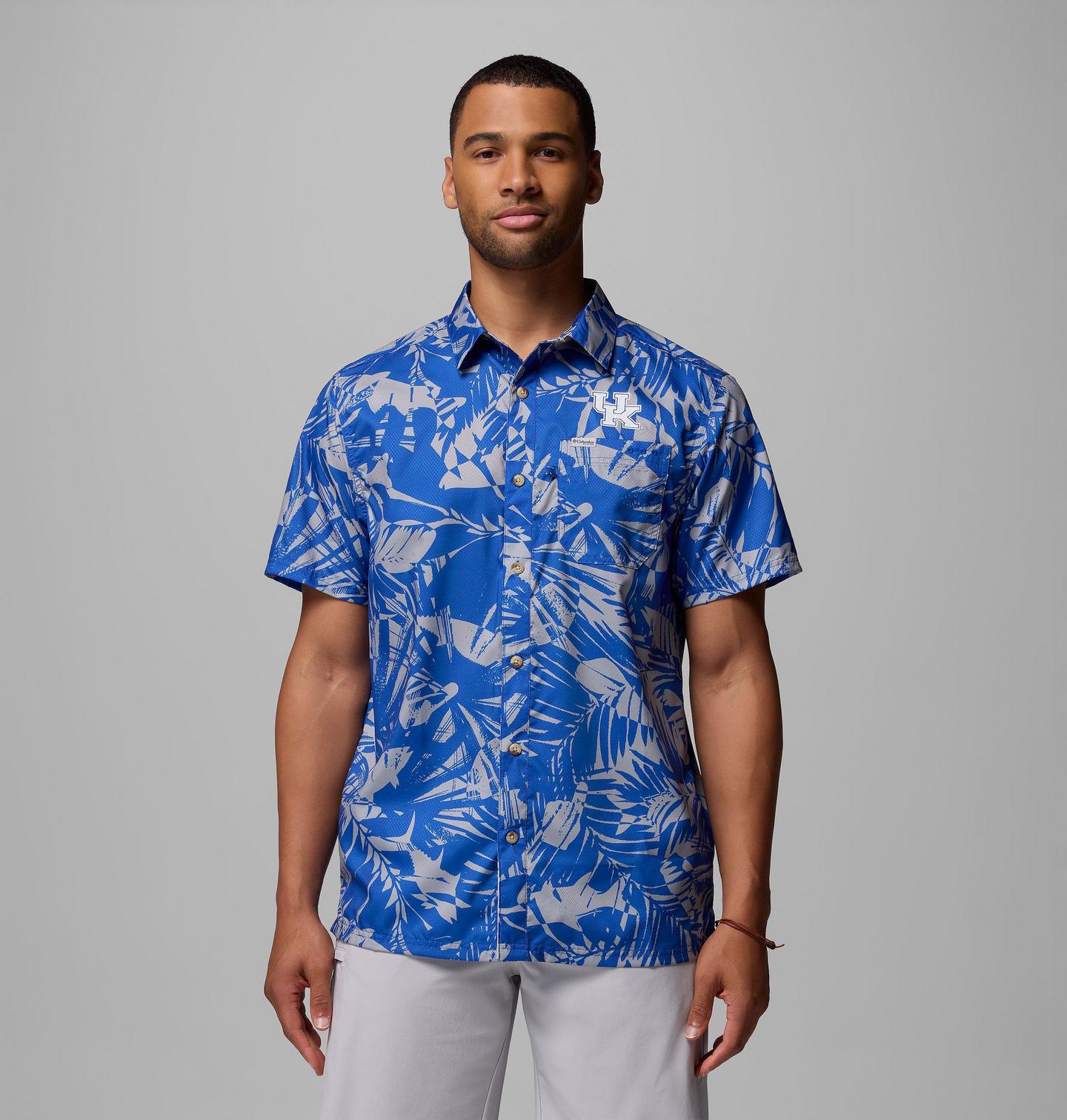 Мужская рубашка Columbia Collegiate Super Slack Tide Shirt - Kentucky, цвет: Uk - Azul Tropicatch — фото 1