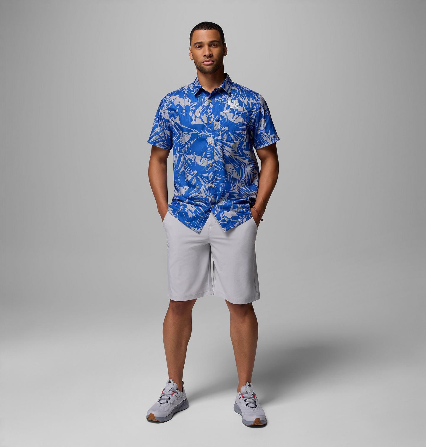 Мужская рубашка Columbia Collegiate Super Slack Tide Shirt - Kentucky, цвет: Uk - Azul Tropicatch — фото 2
