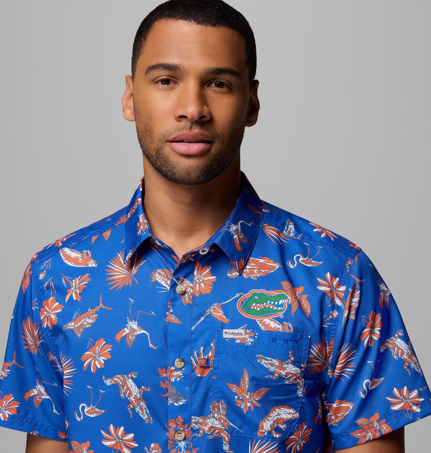 Мужская рубашка Columbia Collegiate PFG Super Slack Tide Shirt - Florida, цвет: С принтом, вариант 2 — фото 4