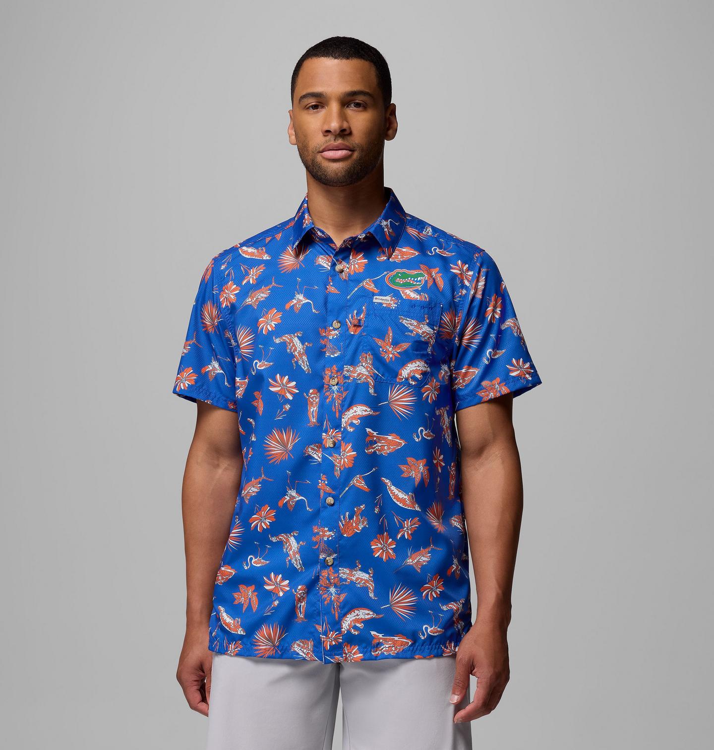 Мужская рубашка Columbia Collegiate PFG Super Slack Tide Shirt - Florida, цвет: С принтом, вариант 2 — фото 1