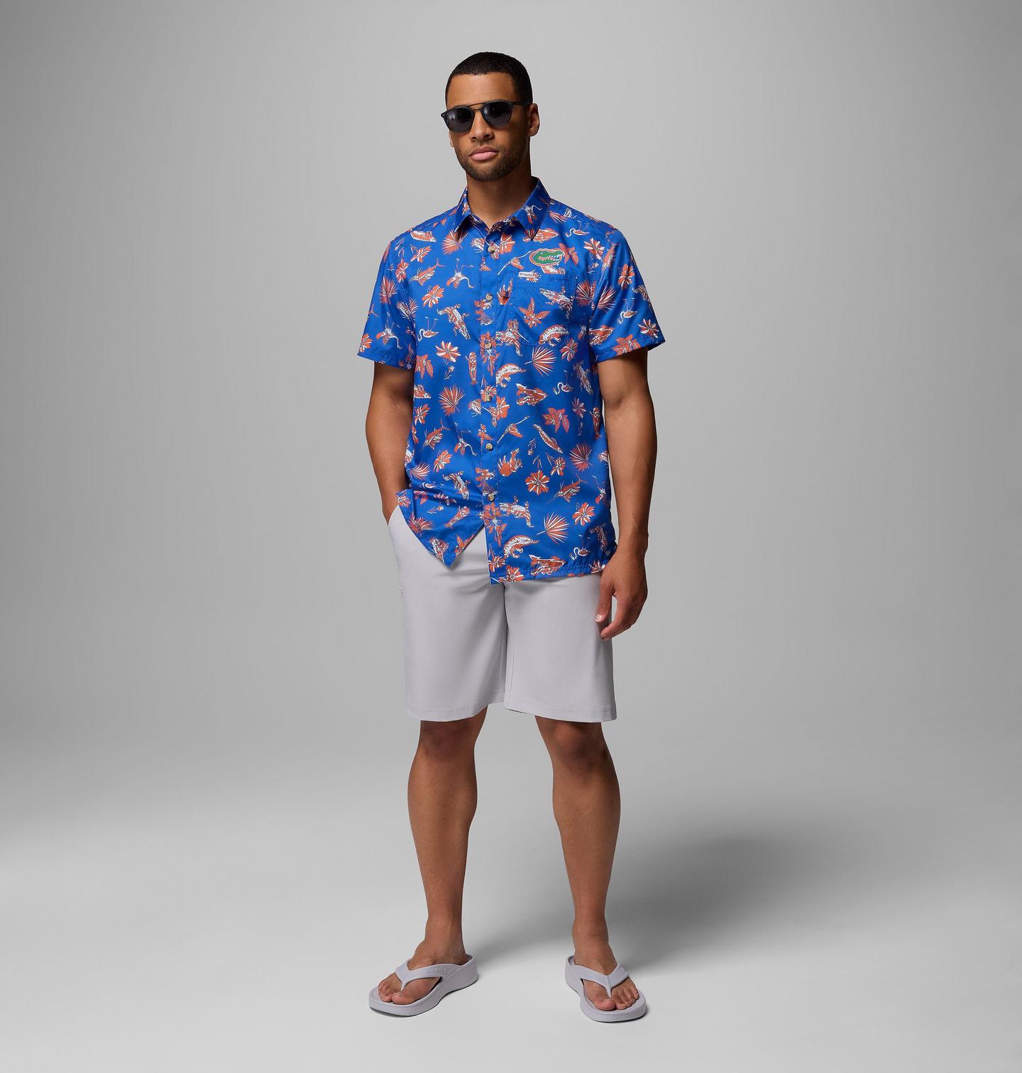 Мужская рубашка Columbia Collegiate PFG Super Slack Tide Shirt - Florida, цвет: С принтом, вариант 2 — фото 2