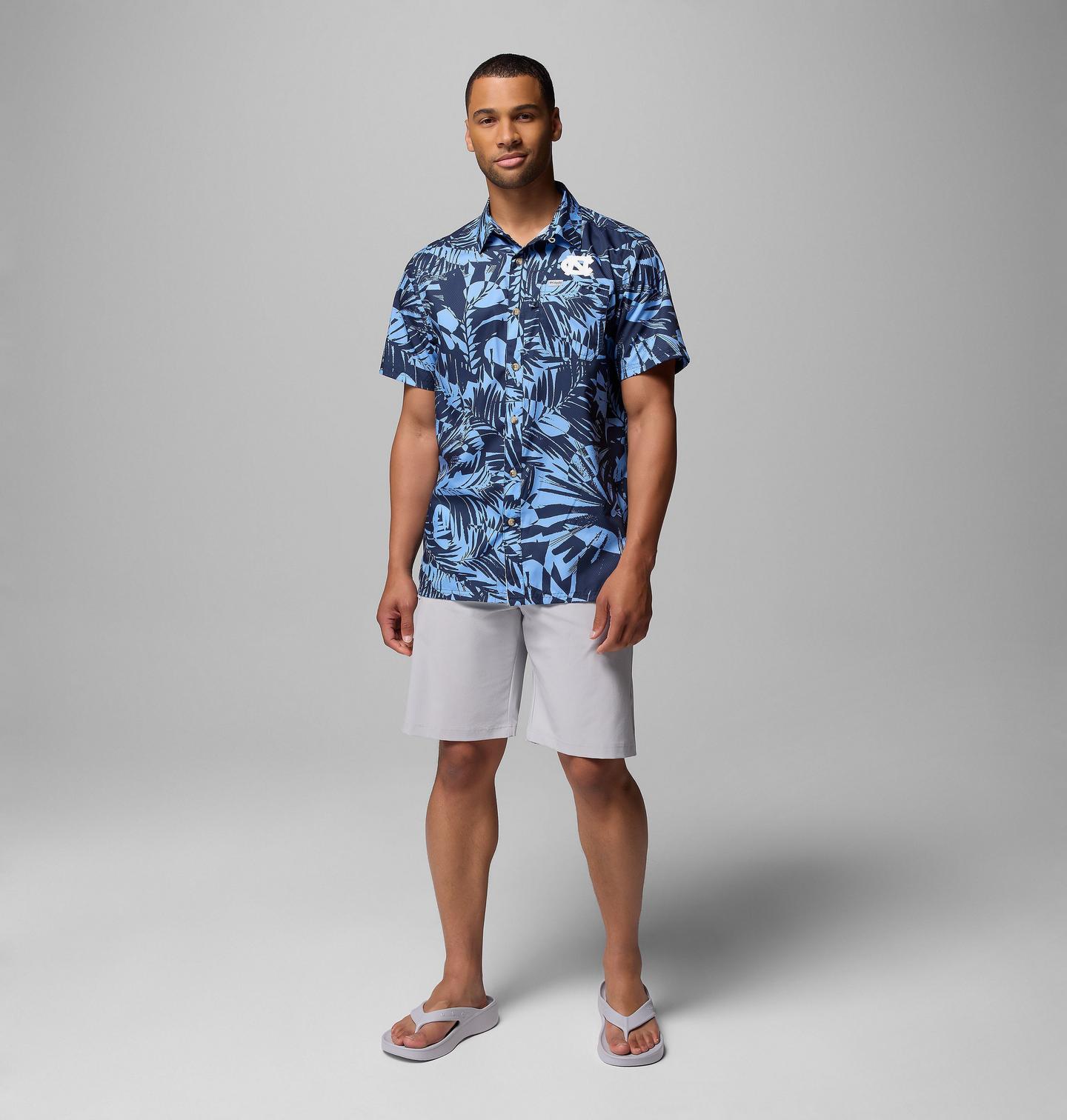 Мужская рубашка Columbia Collegiate PFG Super Slack Tide Shirt - North Carolina, цвет: Белый — фото 2