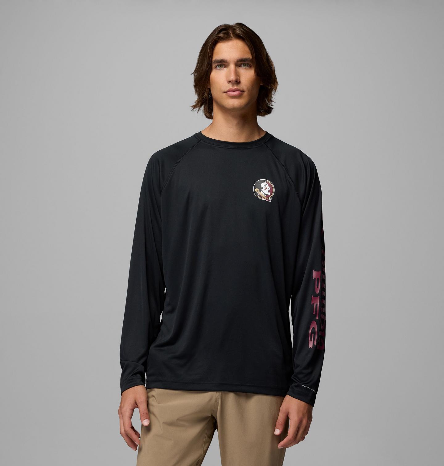 Мужская рубашка Columbia Collegiate Terminal Tackle Long Sleeve Shirt - Florida State, цвет: Чёрный — фото 1
