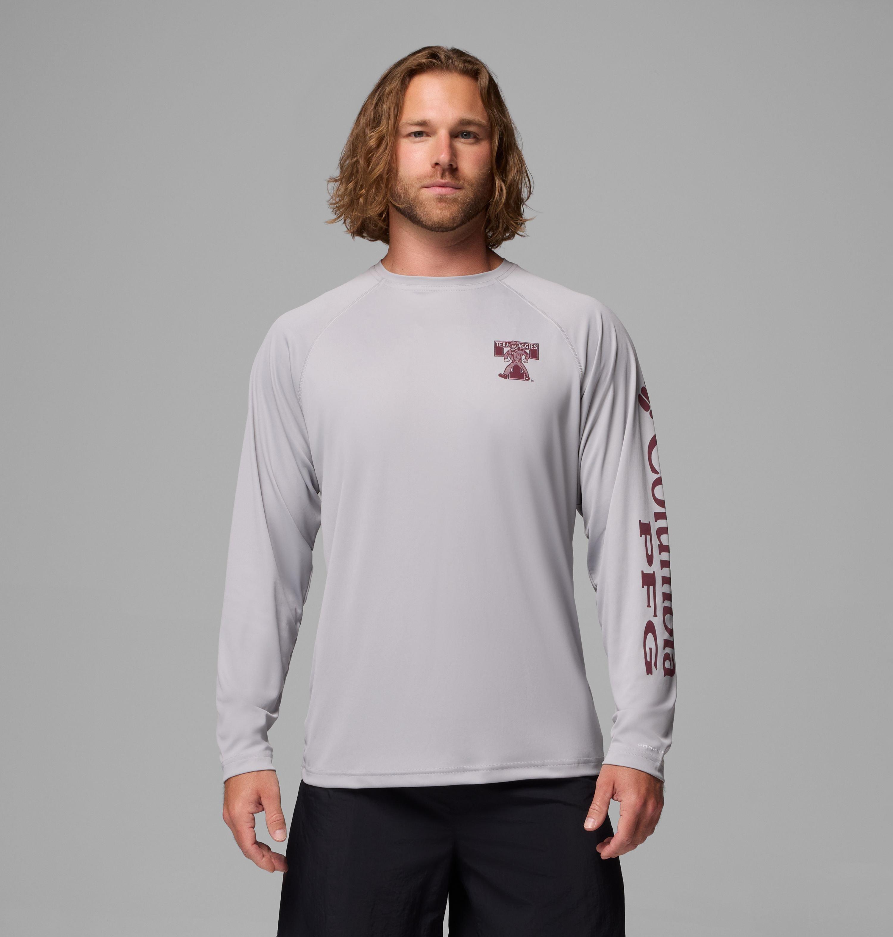 Columbia Men's Collegiate PFG Terminal Tackle  Long Sleeve Shirt - Texas A&M-