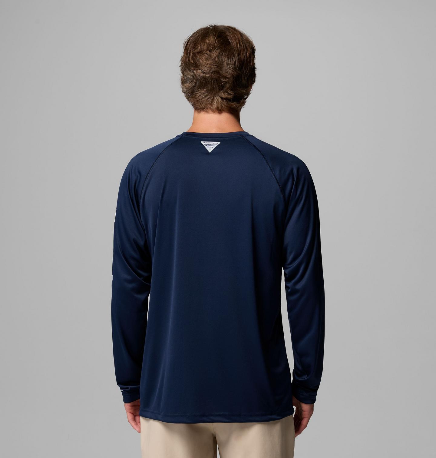 Мужская рубашка Columbia PFG Terminal Tackle Long Sleeve Shirt - Dallas Cowboys, цвет: Тёмно-синий / Белый — фото 3