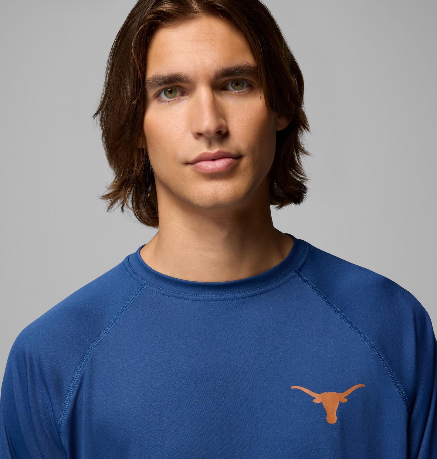 Мужская рубашка Columbia Collegiate PFG Terminal Tackle Long Sleeve Shirt - Texas, цвет: Карбоновый — фото 4