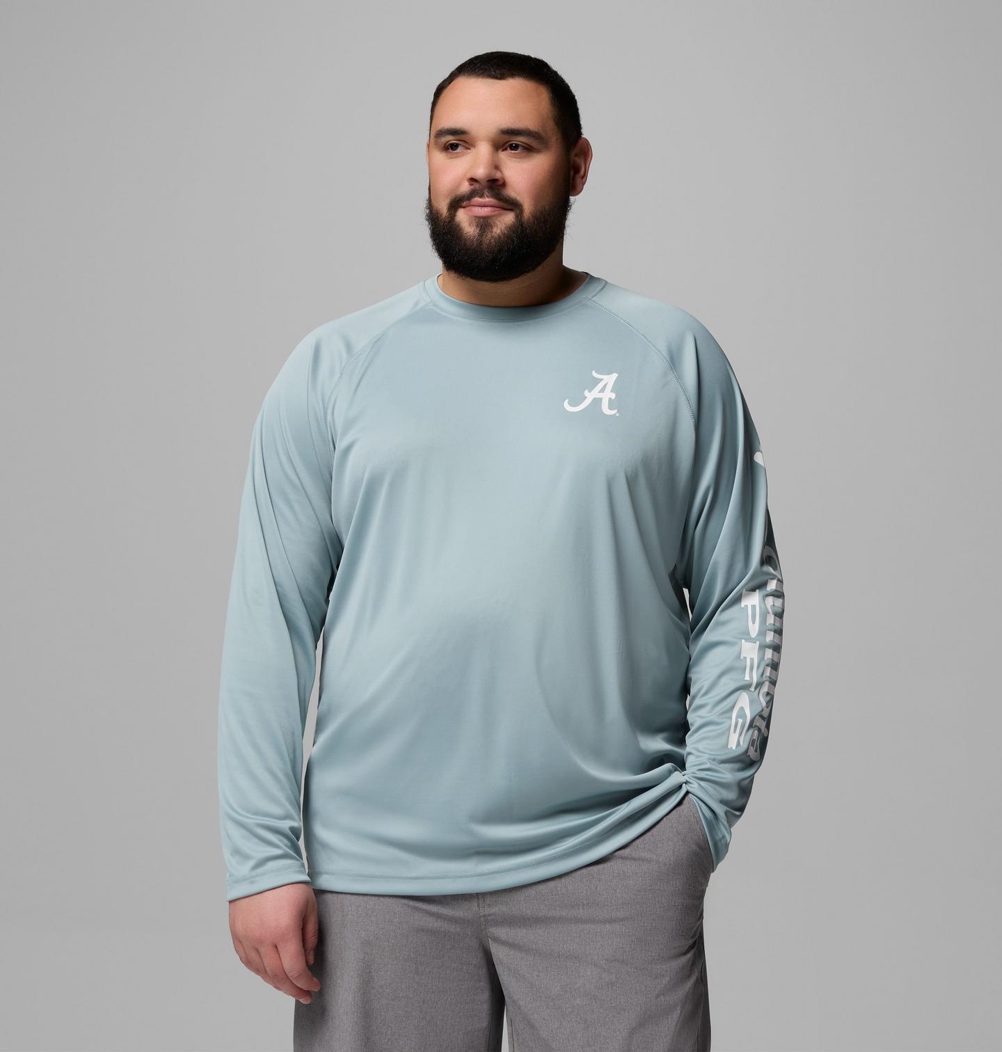 Мужская рубашка Columbia Collegiate PFG Terminal Tackle Long Sleeve Shirt - Big - Alabama, цвет: Синий — фото 1