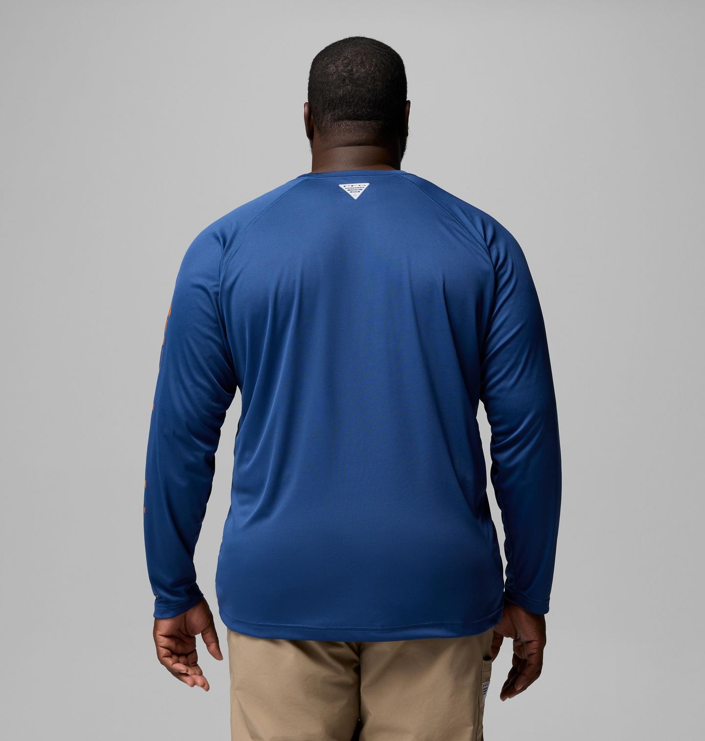 Мужская рубашка Columbia Collegiate PFG Terminal Tackle Long Sleeve Shirt - Big - Texas, цвет: Карбоновый — фото 3