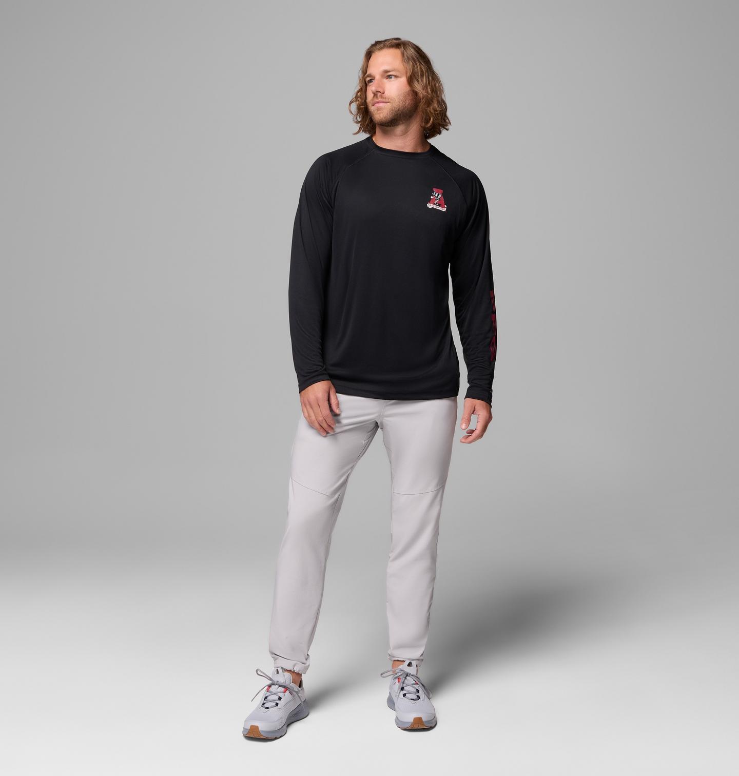 Мужская рубашка Columbia Collegiate PFG Terminal Tackle Long Sleeve Shirt - Tall - Alabama, цвет: Чёрный — фото 2
