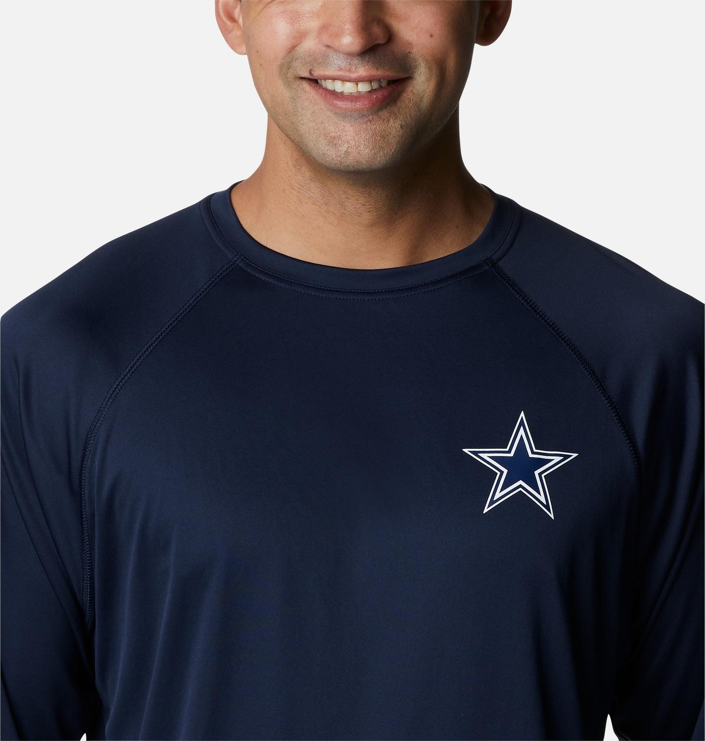 Мужская рубашка Columbia PFG Terminal Tackle Long Sleeve Shirt - Tall - Dallas, цвет: Тёмно-синий / Белый — фото 4