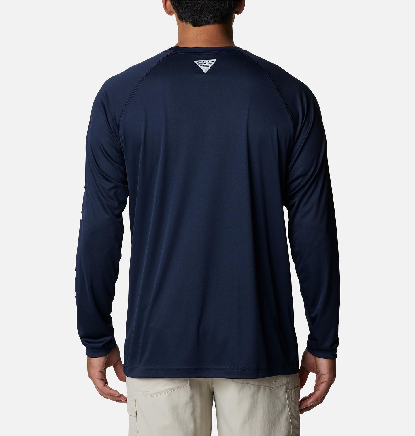 Мужская рубашка Columbia PFG Terminal Tackle Long Sleeve Shirt - Tall - Dallas, цвет: Тёмно-синий / Белый — фото 2