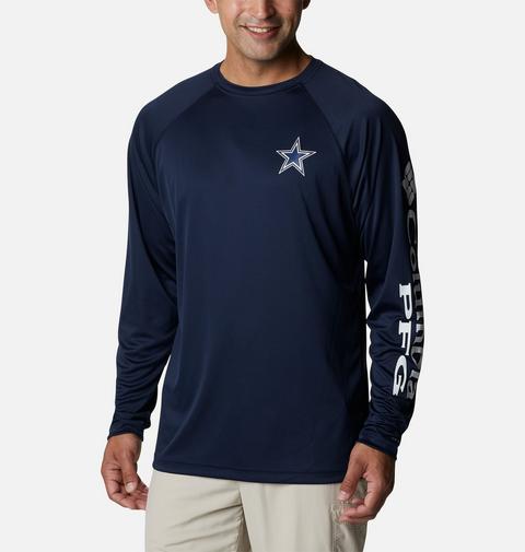 Мужская рубашка Columbia PFG Terminal Tackle Long Sleeve - Tall - Dallas, цвет: Тёмно-синий / Белый