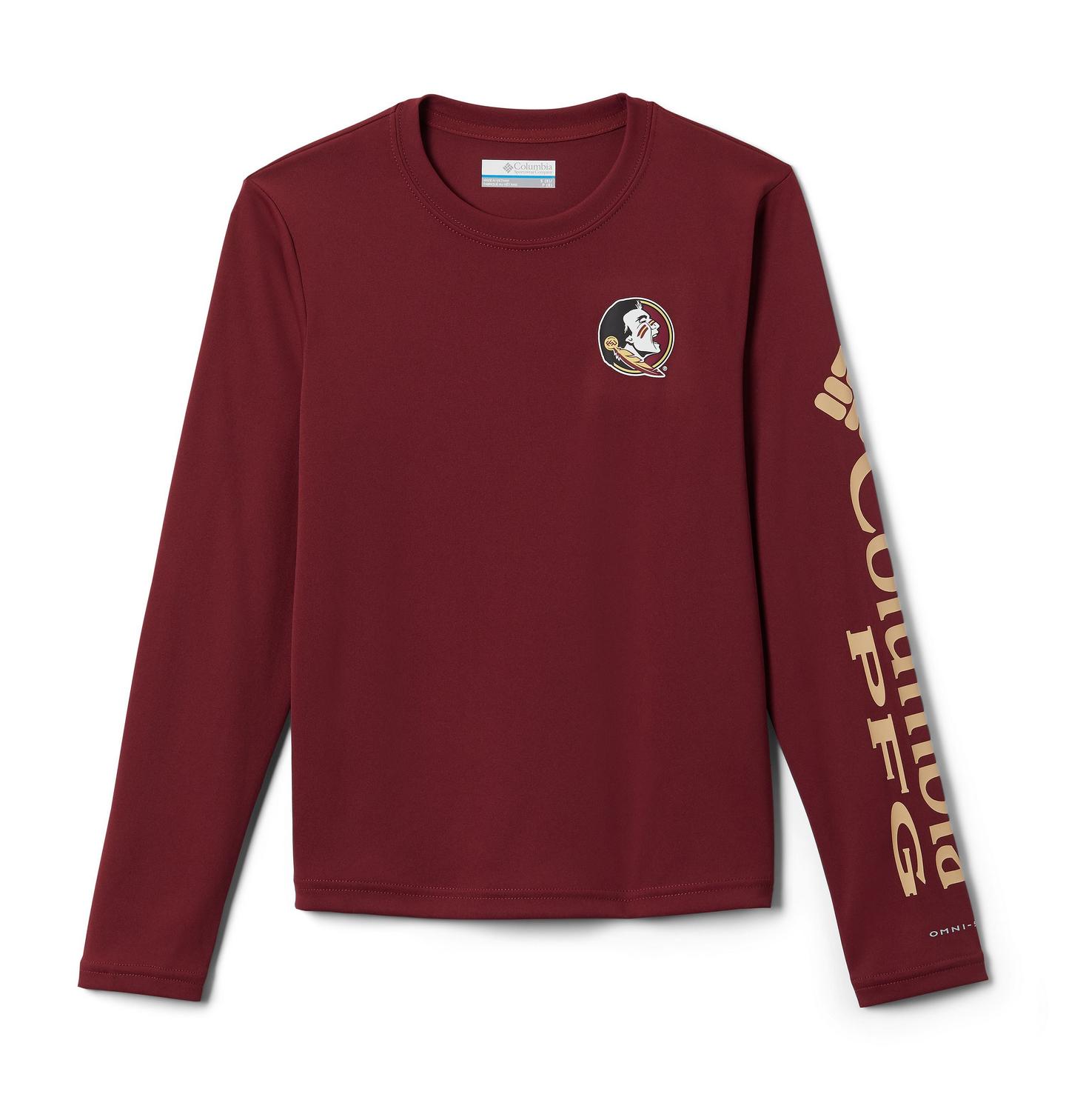 Детская рубашка Columbia Collegiate PFG Terminal Tackle Long Sleeve Shirt - Florida State, цвет: Светло-коричневый — фото 1