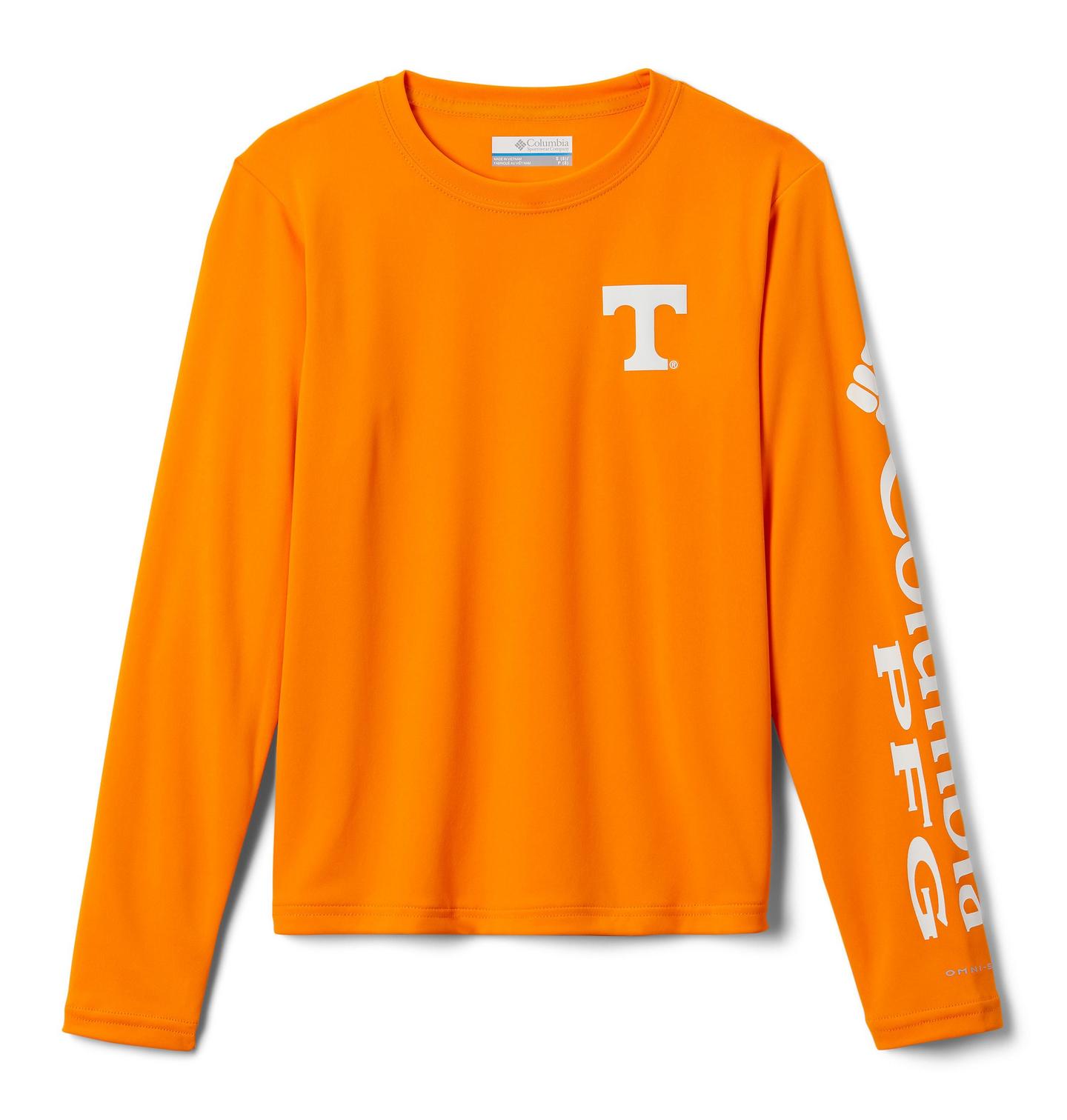 Детская рубашка Columbia Collegiate PFG Terminal Tackle Long Sleeve Shirt - Tennessee, цвет: Белый — фото 1