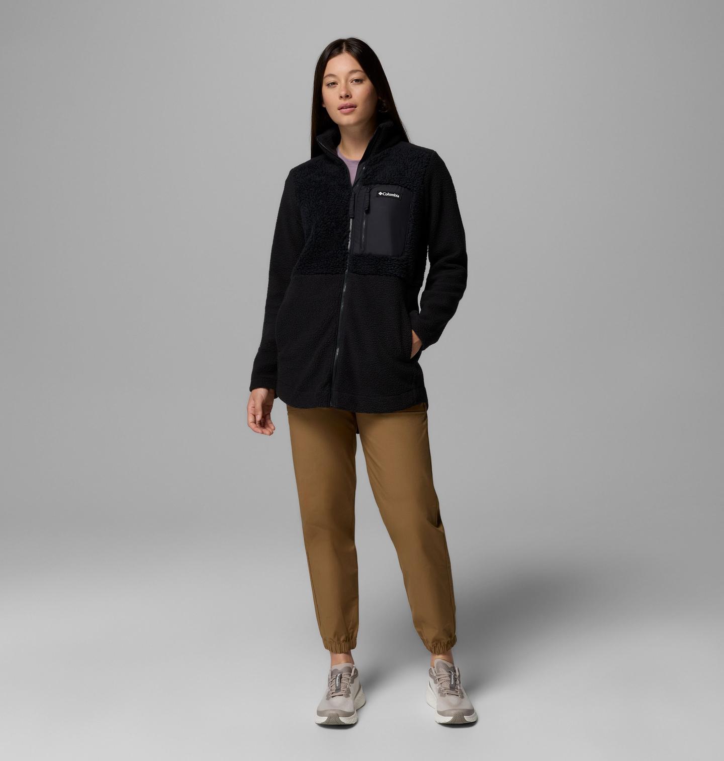Женская куртка Columbia Lodge Sherpa Full Zip Fleece, цвет: Чёрный — фото 2