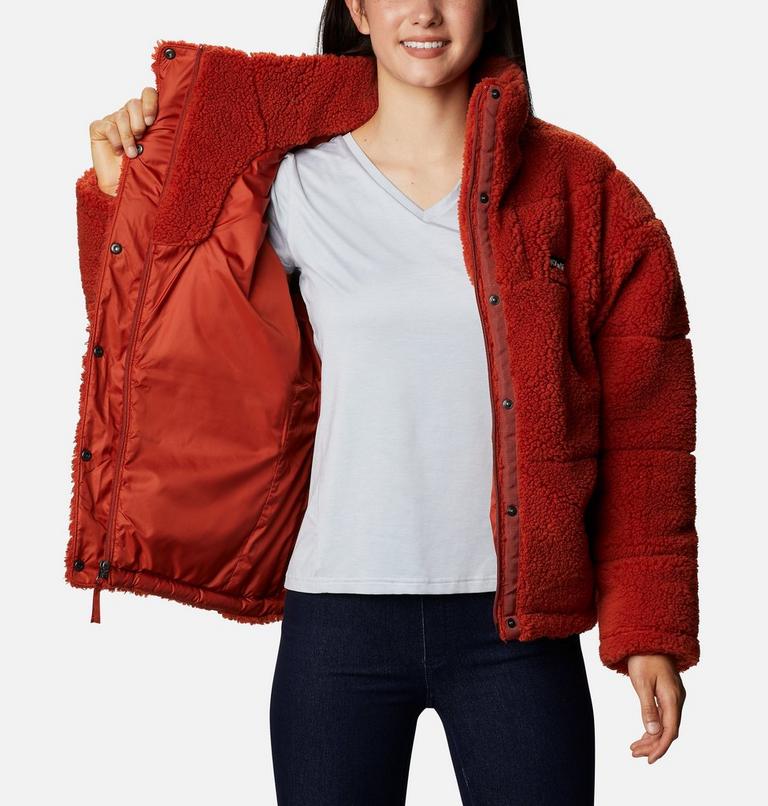 Women's Columbia Lodge Baffled Sherpa Fleece, Color: Dark Sienna, image 5