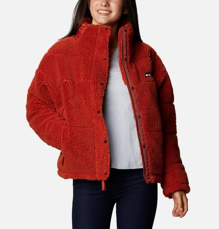 Women's Columbia Lodge Baffled Sherpa Fleece, Color: Dark Sienna, image 1