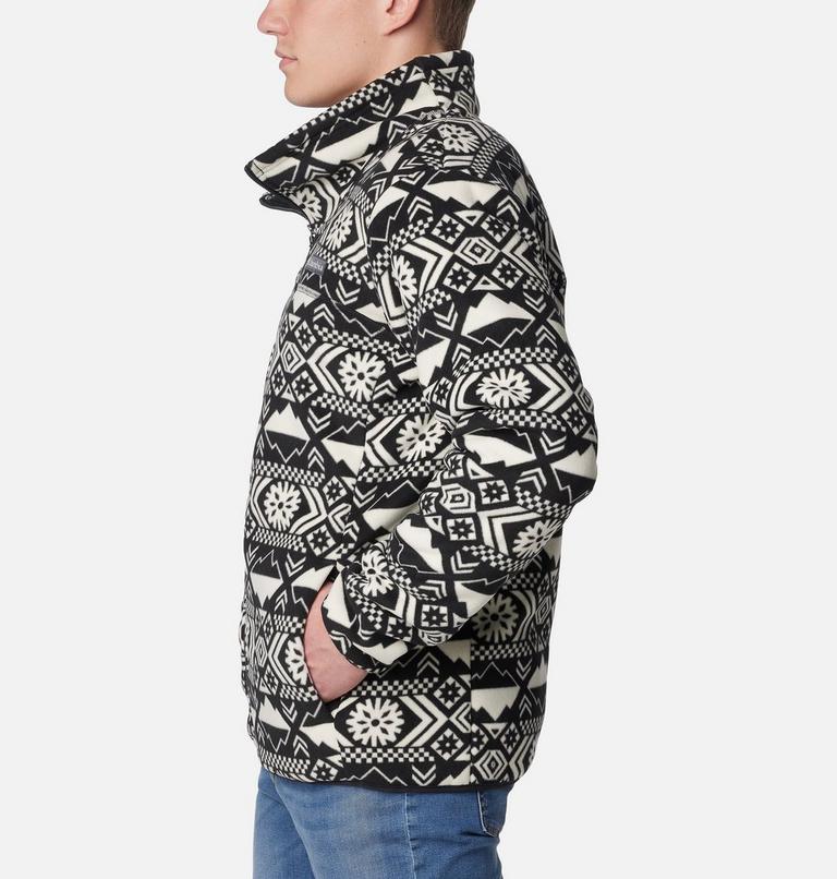 Men's Winter Pass Sherpa Fleece Jacket, Color: Black Checkered Peaks Tonal Print, image 3