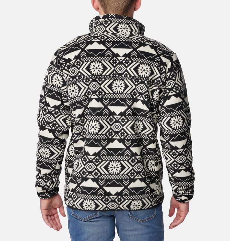 Men's Winter Pass Sherpa Fleece Jacket, Color: Black Checkered Peaks Tonal Print, image 2