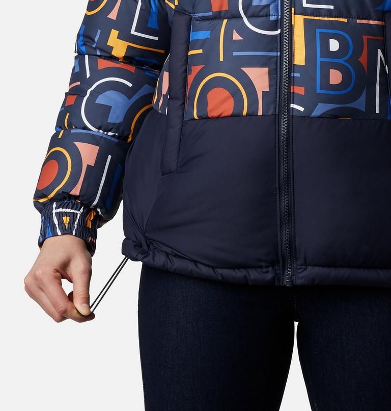 Women's Pike Lake II Insulated Hooded Puffer Jacket, Color: Dk Nocturnal, Dk Nocturnal Typo Multi Pr, image 6