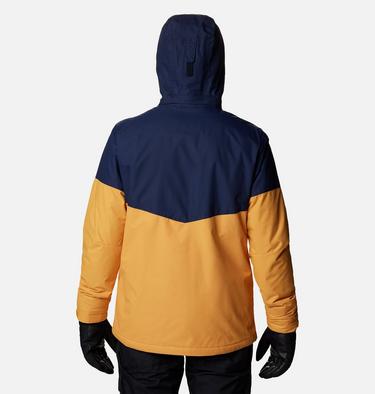 Men's Last Tracks Ski Jacket, Color: Raw Honey, Collegiate Navy, image 2
