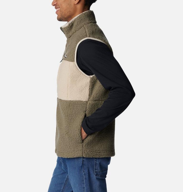 Men's Mountainside Heavyweight Fleece Vest, Color: Stone Green, Ancient Fossil, image 3