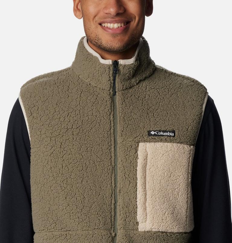 Men's Mountainside Heavyweight Fleece Vest, Color: Stone Green, Ancient Fossil, image 4