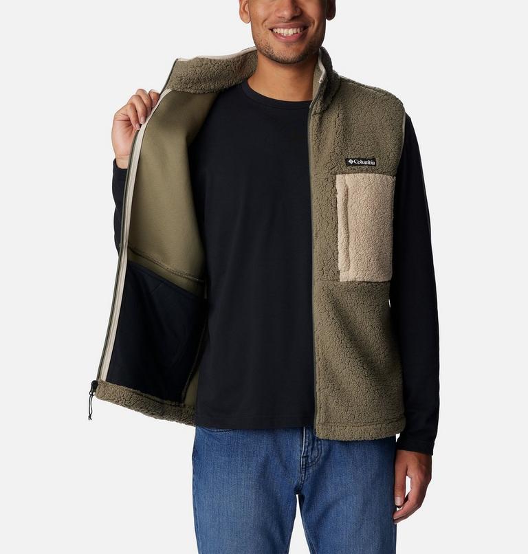Men's Mountainside Heavyweight Fleece Vest, Color: Stone Green, Ancient Fossil, image 5
